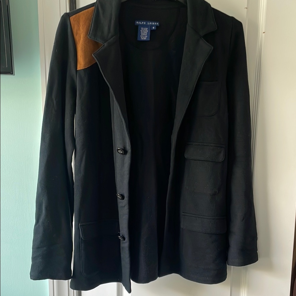 Ralph Lauren Black Coat with Brown Detailing